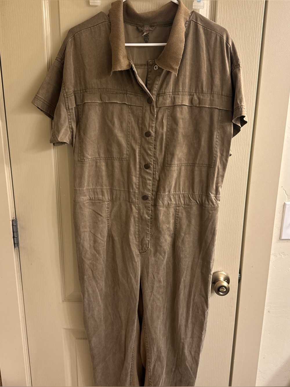 Free people  movement Short-Sleeve Utility Jumpsuit in olive green